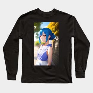 Anime Girl With Blue Hair 03 Long Sleeve T-Shirt